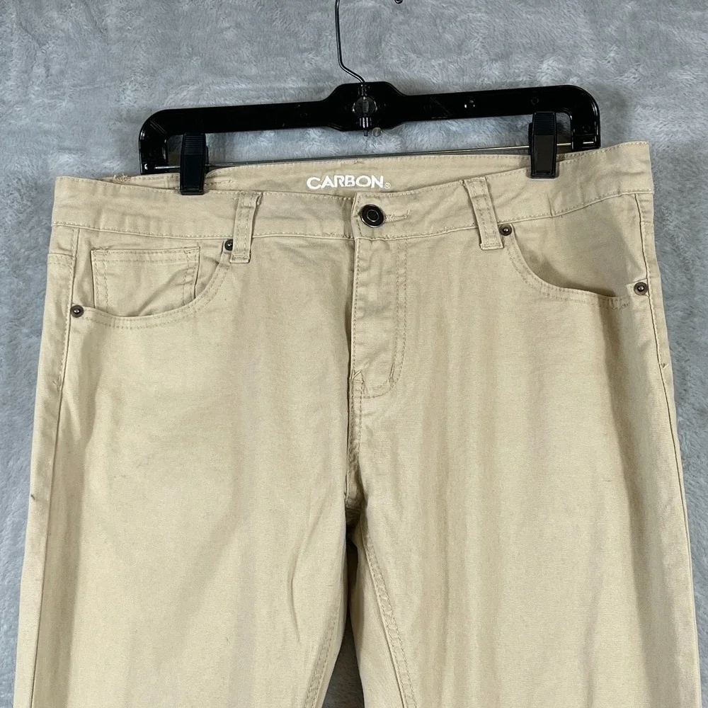 Carbon Mens 34x32 Skinny Flex Jeans Tan Stretch Denim Pants Casual Modern
